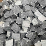 Full-split paving stones made of black Gabbro stone, 10x10x10 cm