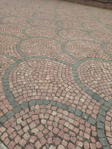 Paving stone from red granite