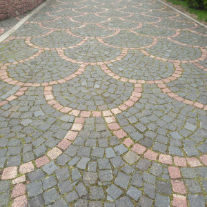 Paving of black stone paving stones Gabbro