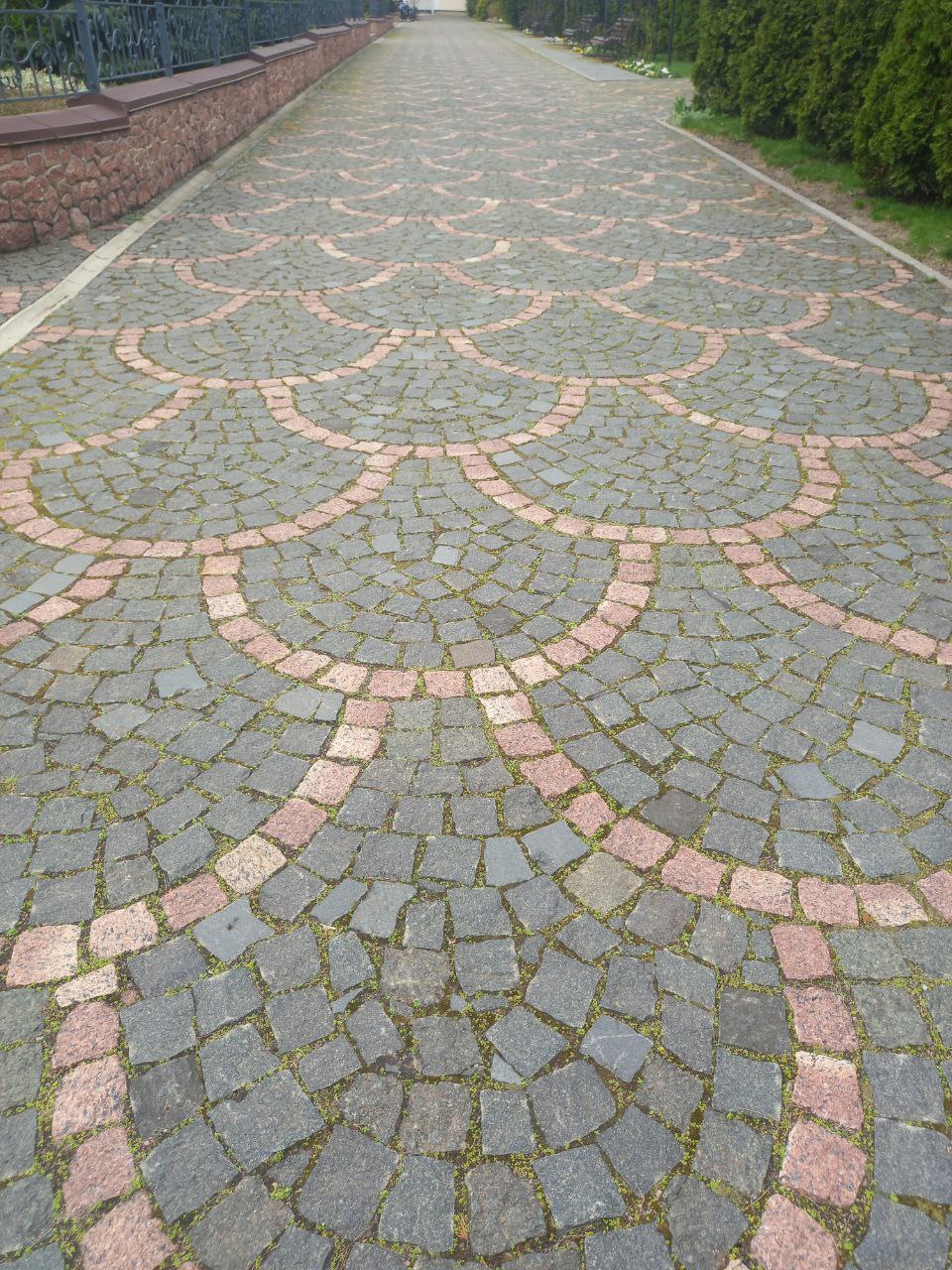 Paving of black stone paving stones Gabbro