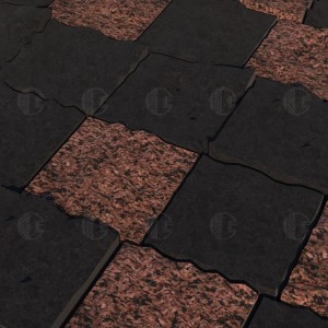 Red granite paving stone