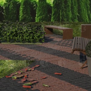 Red granite paving stone