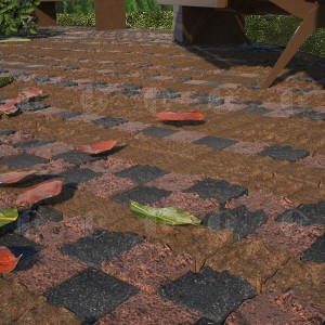 Red granite paving stone