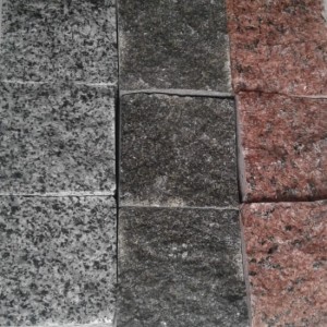 Sawn-split paving stones from granite Pocost, Lezniki and gabbro 100x100x50 mm