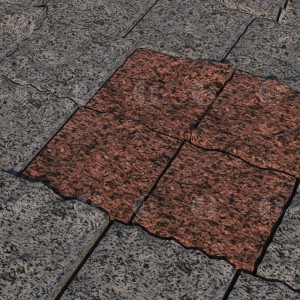 Red granite paving stone