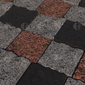 Red granite paving stone