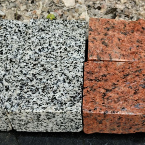 Granite paving stone from red and grey granite