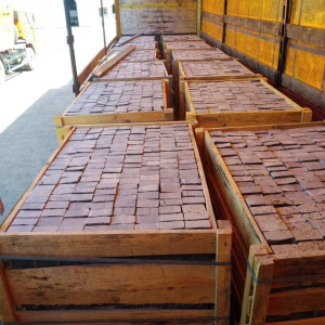 Granite paving stone packed in wooden crates