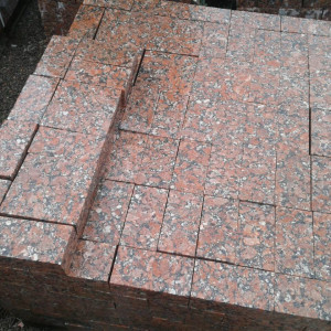Red granite paving stone