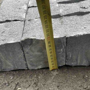 Sawn-split paving stone from black Gabbro stone