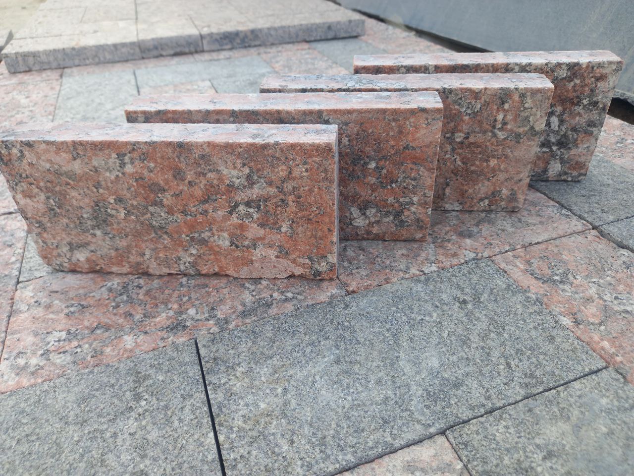 Red granite paving stone 20x10x3