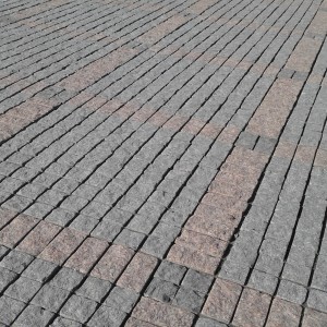 Red granite paving stone