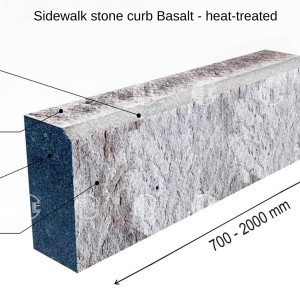 Black stone Basalt curbs - heat-treated