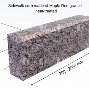 Red granite kerbs - heat-treated