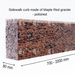 Curbs from red granite