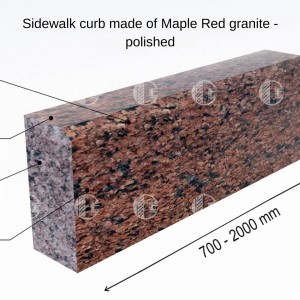 Curbs from red granite