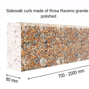 Red granite curbs - polished