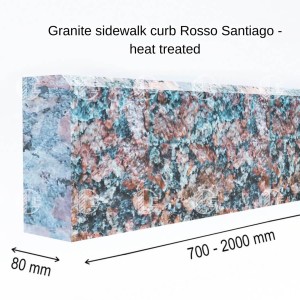 Curbs from red granite - heat-treated
