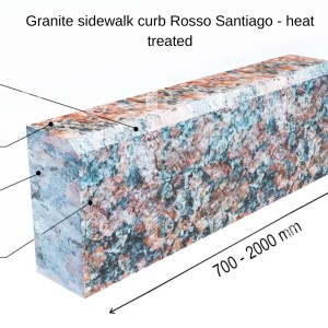 Curbs from red granite - heat-treated