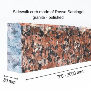 Red granite kerbs - polished
