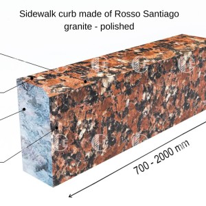Red granite kerbs - polished