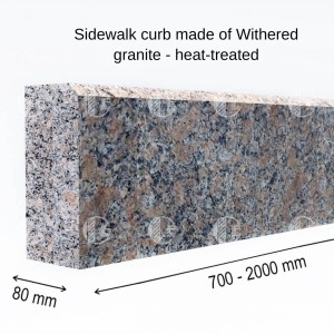Curbs made of heat-treated granite 