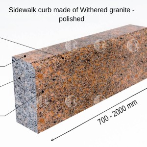 Red granite kerbs - polished