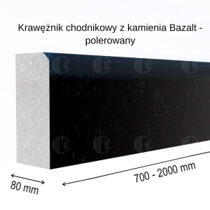 Krawężniki z czarnego kamienia bazaltowego - polerowane