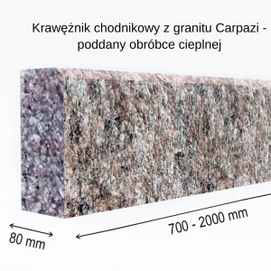 Krawężniki z brązowego granitu - poddane obróbce cieplnej