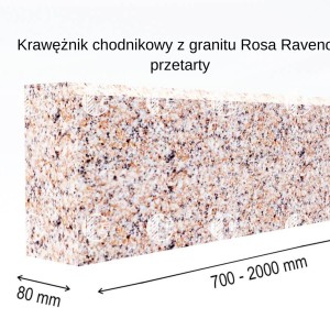 Krawężniki przetarte GP-5 z granitu Rosa Raveno