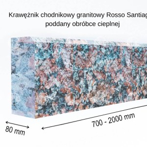 Krawężniki z czerwonego granitu - plomieniowany