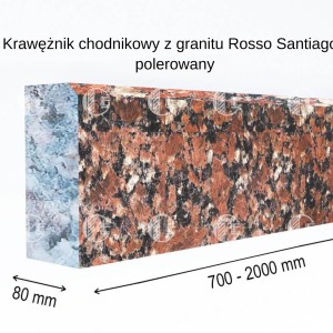Krawężniki z czerwonego granitu - polerowane