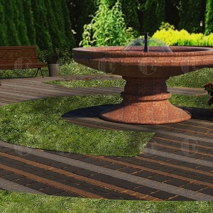 Red granite paving stone