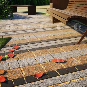 Red granite paving stone