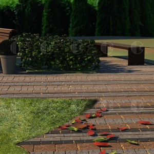 Red granite paving stone