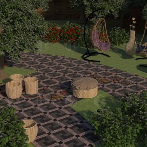 Paving stone from grey and black granite