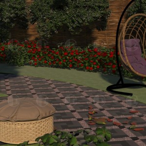 Paving stone from grey and black granite