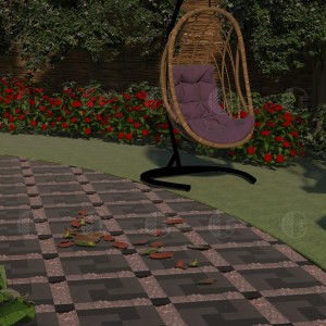 Paving stone from grey and black granite