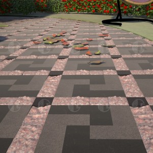 Paving stone from grey and black granite