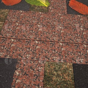 Sawn paving stone from red granite
