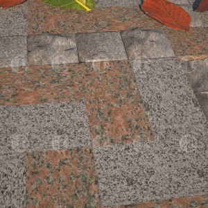 Sawn paving stone from red granite