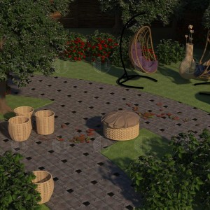 Sawn paving stone from red granite