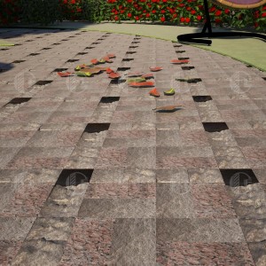 Sawn paving stone from red granite