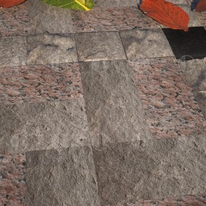 Sawn paving stone from red granite