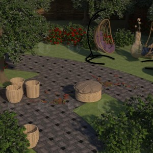 Sawn paving stone from red granite