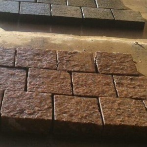 Red granite paving stone