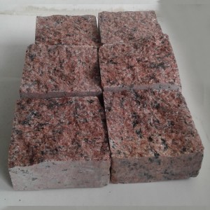 Red granite paving stone
