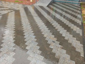 Grey and black granite paving stones