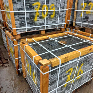 Packed labradorite paving stones are full sawn