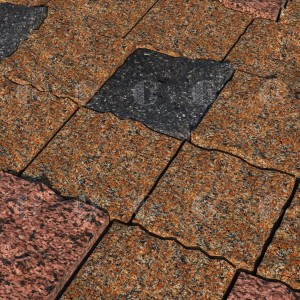 Red granite paving stone